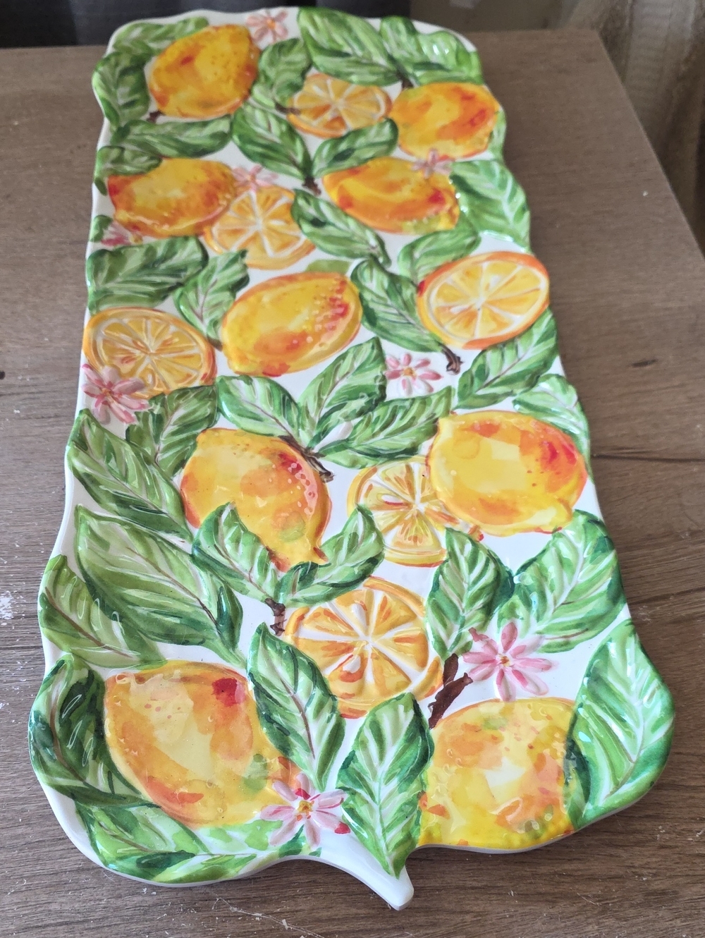 Lemon Pattern Large Bath Tray - Yellow & Green